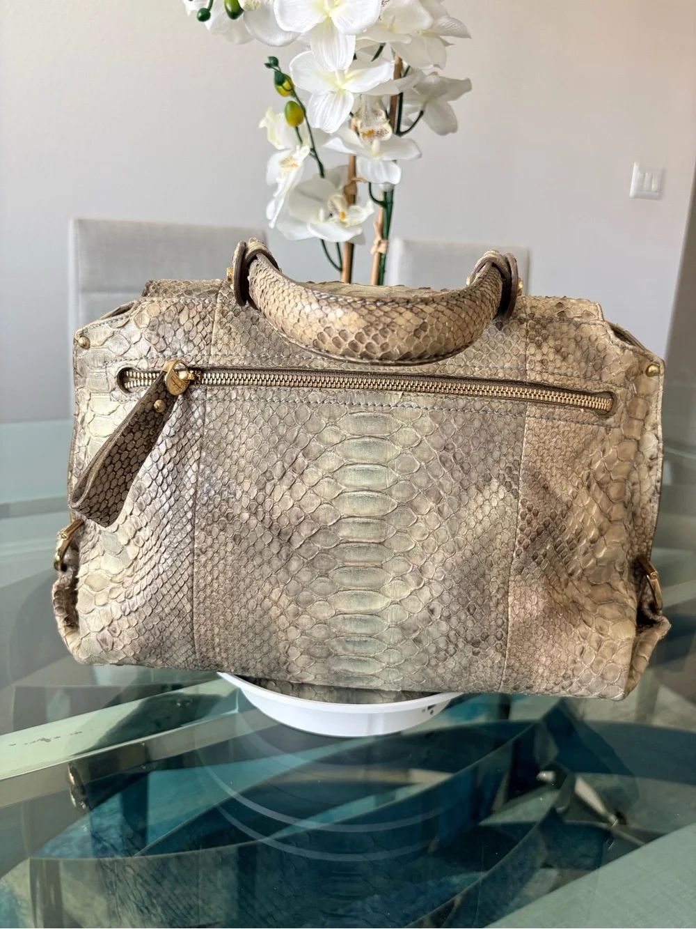 Salvatore Ferragamo Sofia Python Satchel